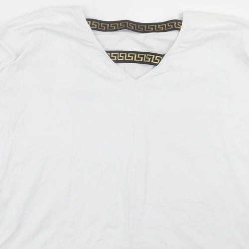 Lapia Womens White Cotton Basic T-Shirt Size XL Round Neck