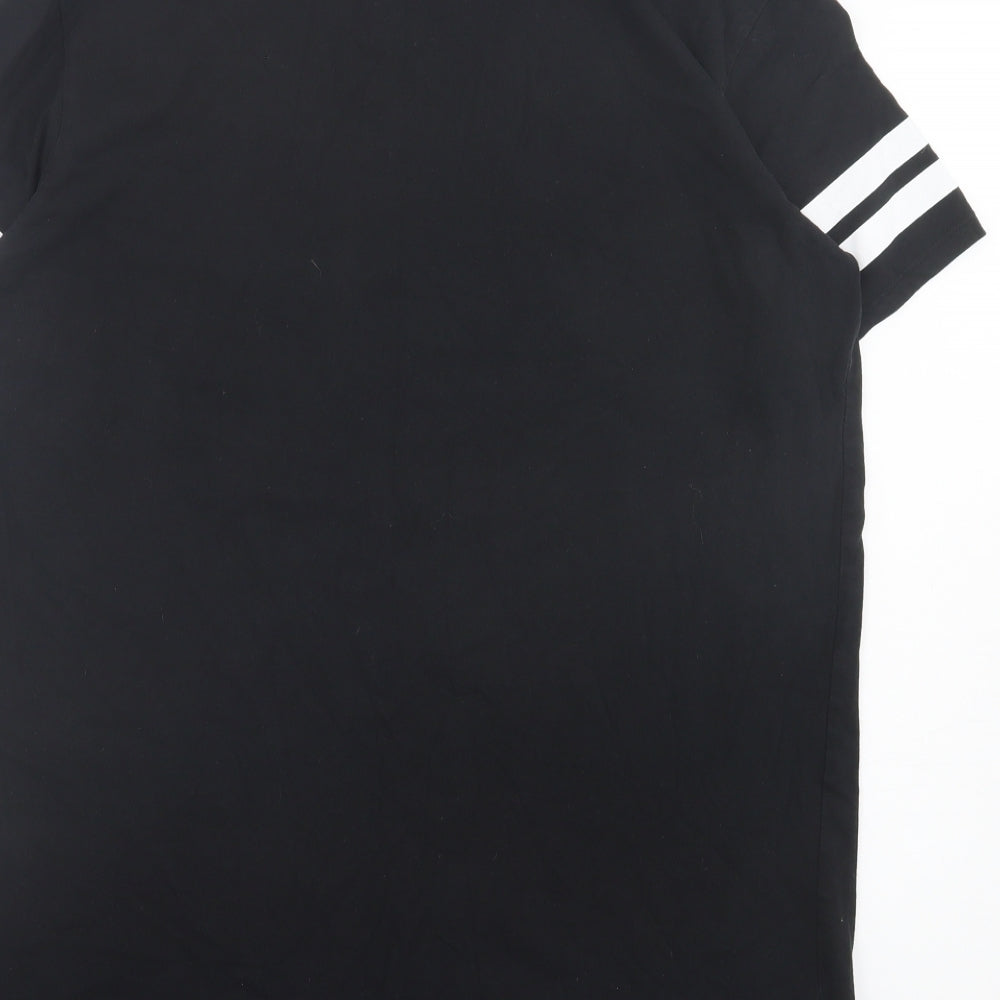 H&M Womens Black Cotton T-Shirt Dress Size 16 Crew Neck Pullover - New York