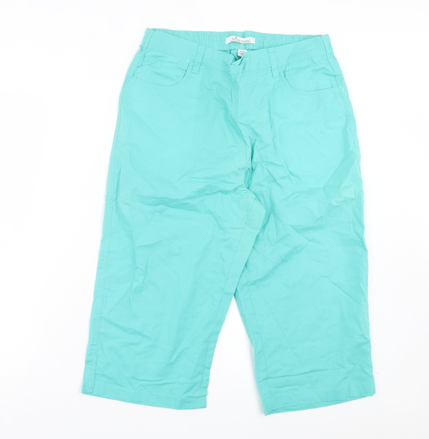 Being Casual Womens Blue Cotton Bermuda Shorts Size 14 L18 in Regular Pull On