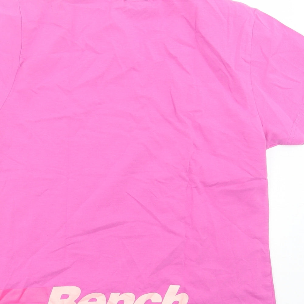 Bench Womens Purple Cotton Basic T-Shirt Size L Crew Neck