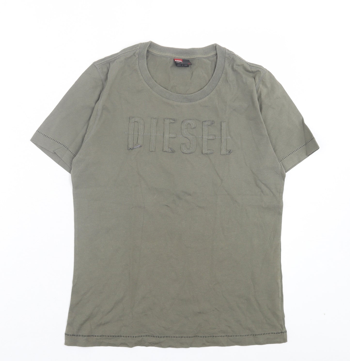 Diesel Womens Green Cotton Basic T-Shirt Size XL Crew Neck