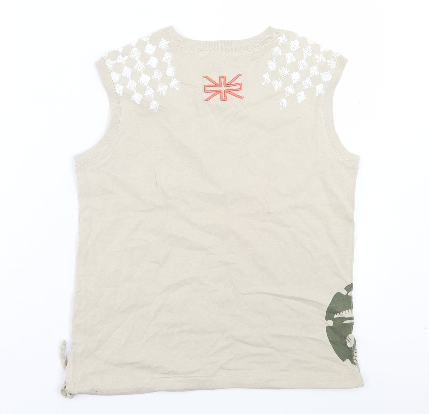 Ben Sherman Womens Beige Cotton Basic Tank Size M Crew Neck