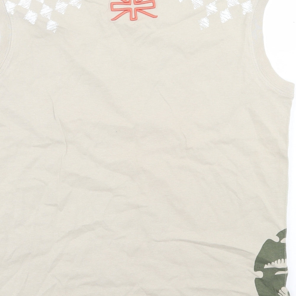 Ben Sherman Womens Beige Cotton Basic Tank Size M Crew Neck