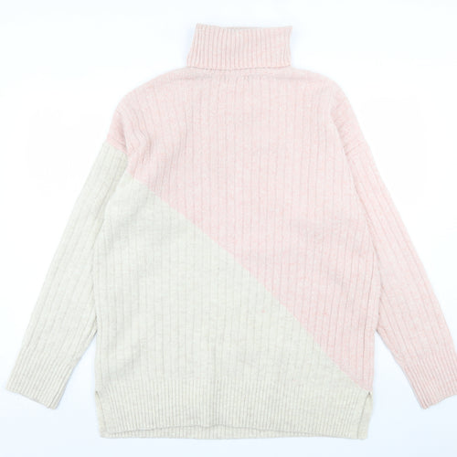 F&F Womens Pink Roll Neck Acrylic Pullover Jumper Size 16