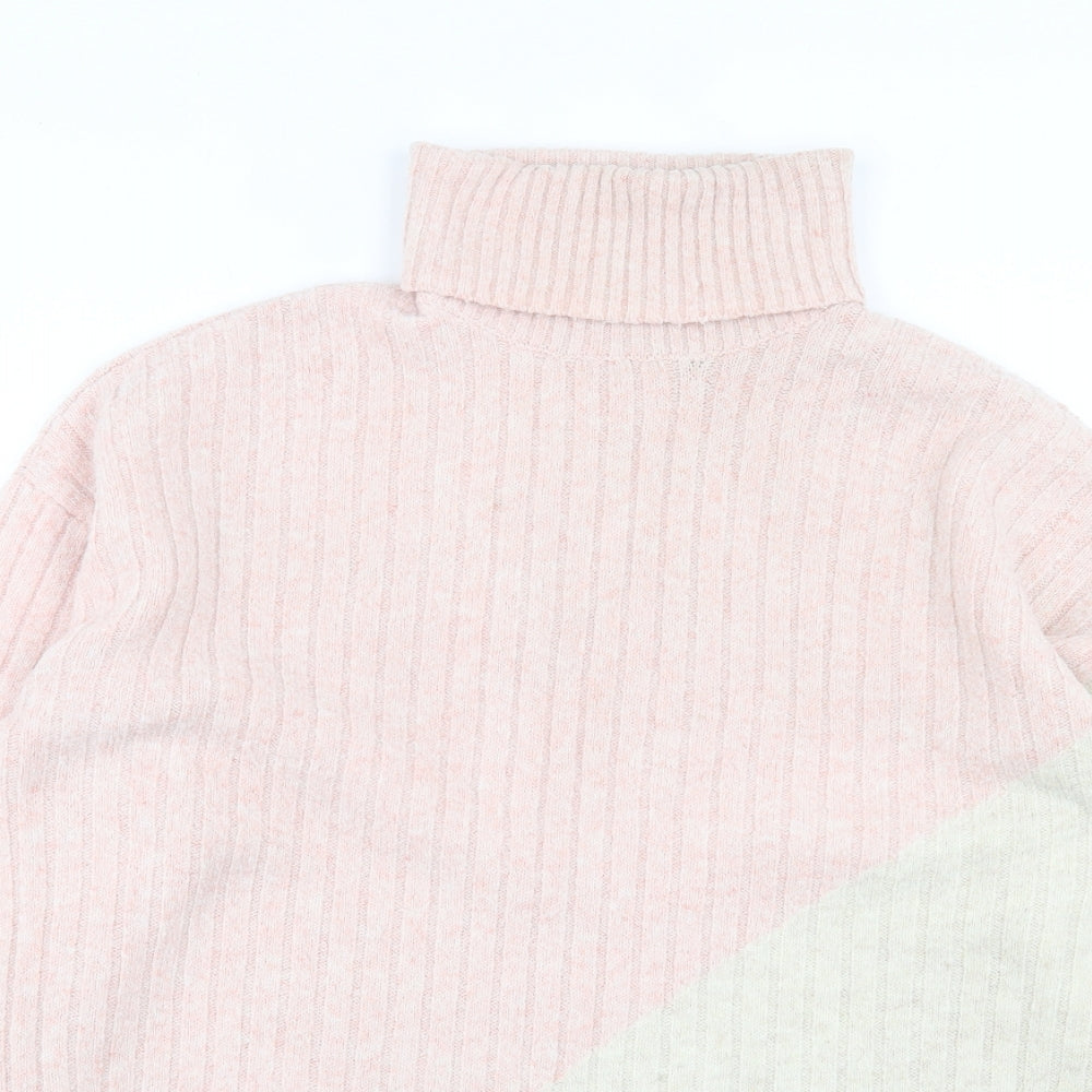 F&F Womens Pink Roll Neck Acrylic Pullover Jumper Size 16
