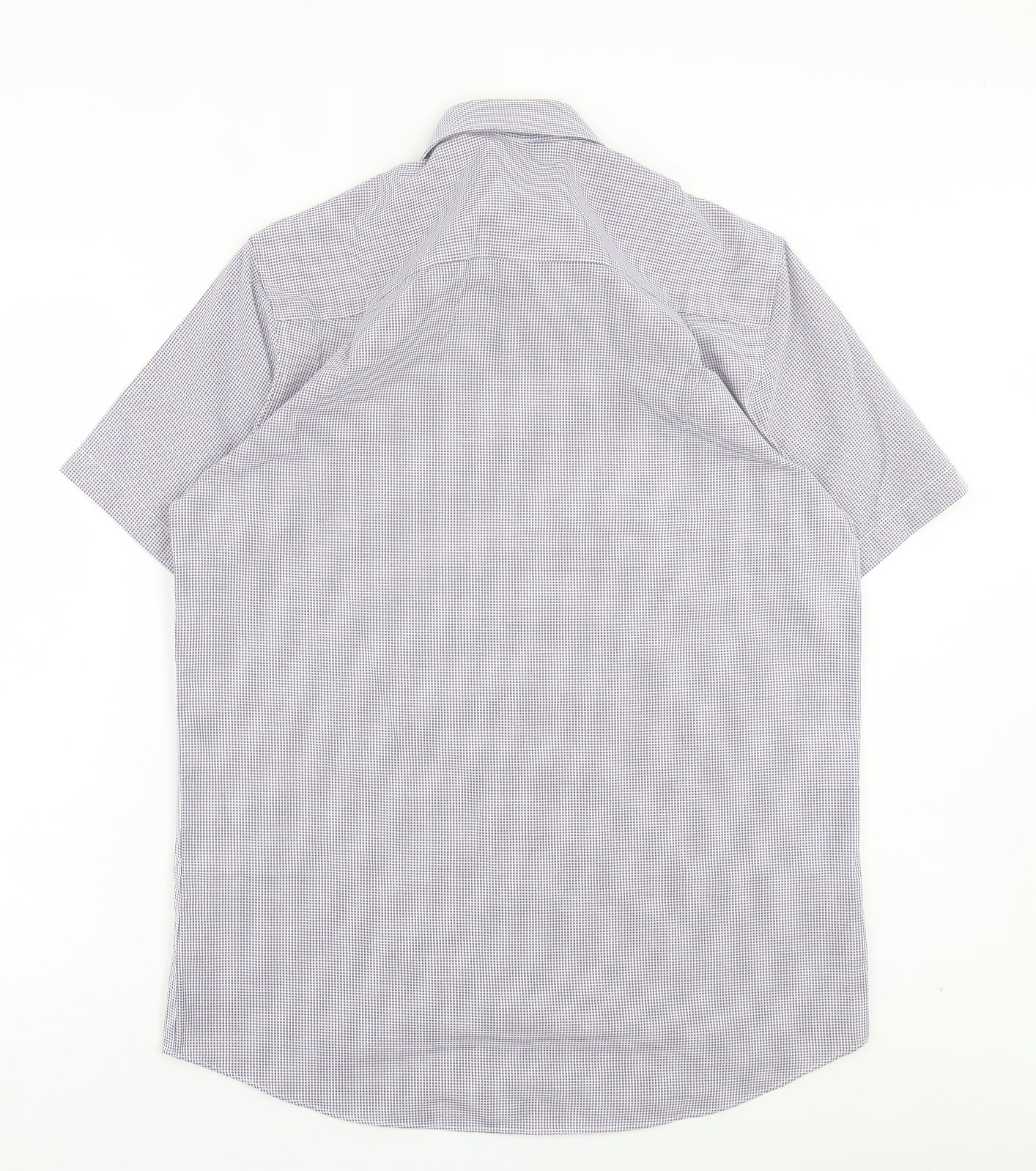 NEXT Mens Blue Plaid Cotton Button-Up Size 16 Collared Button - Pocket Detail