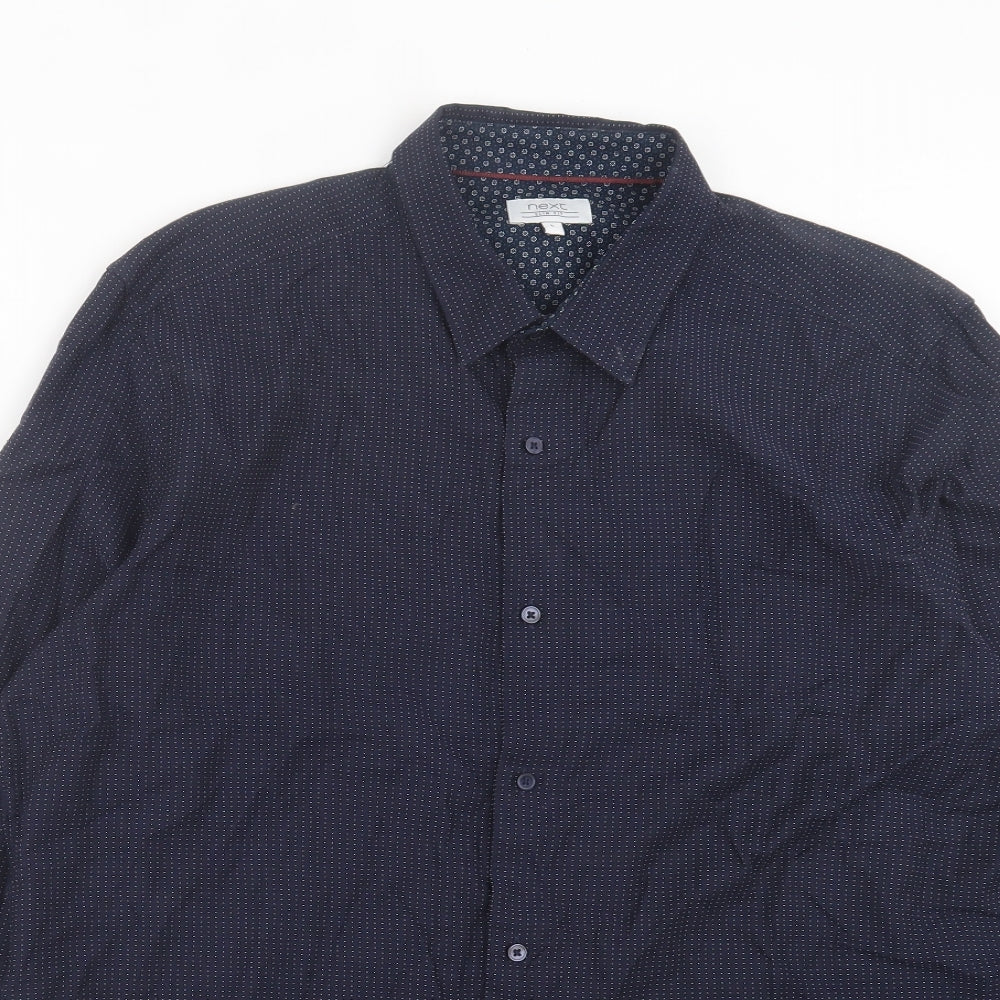 NEXT Mens Blue Geometric Cotton Button-Up Size L Collared Button