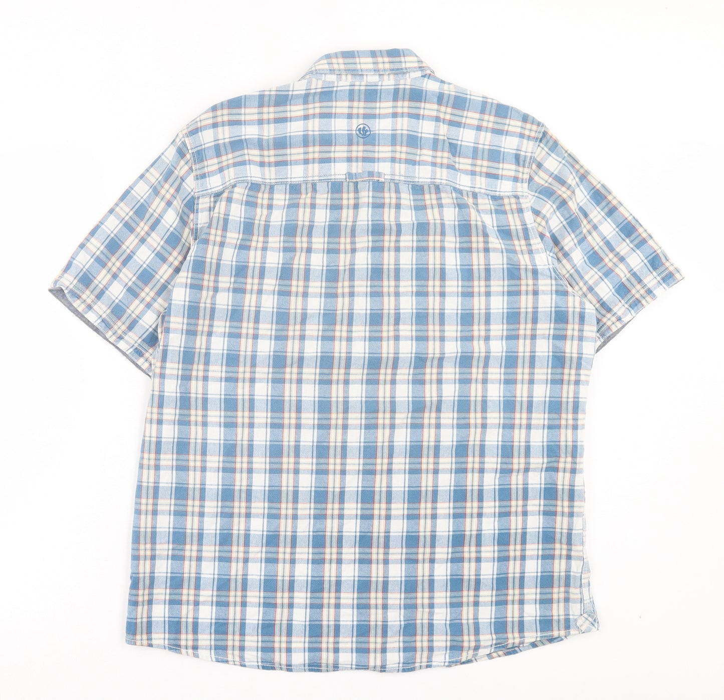 Fat Face Mens Blue Plaid Cotton Button-Up Size L Collared Button