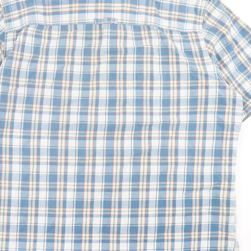 Fat Face Mens Blue Plaid Cotton Button-Up Size L Collared Button