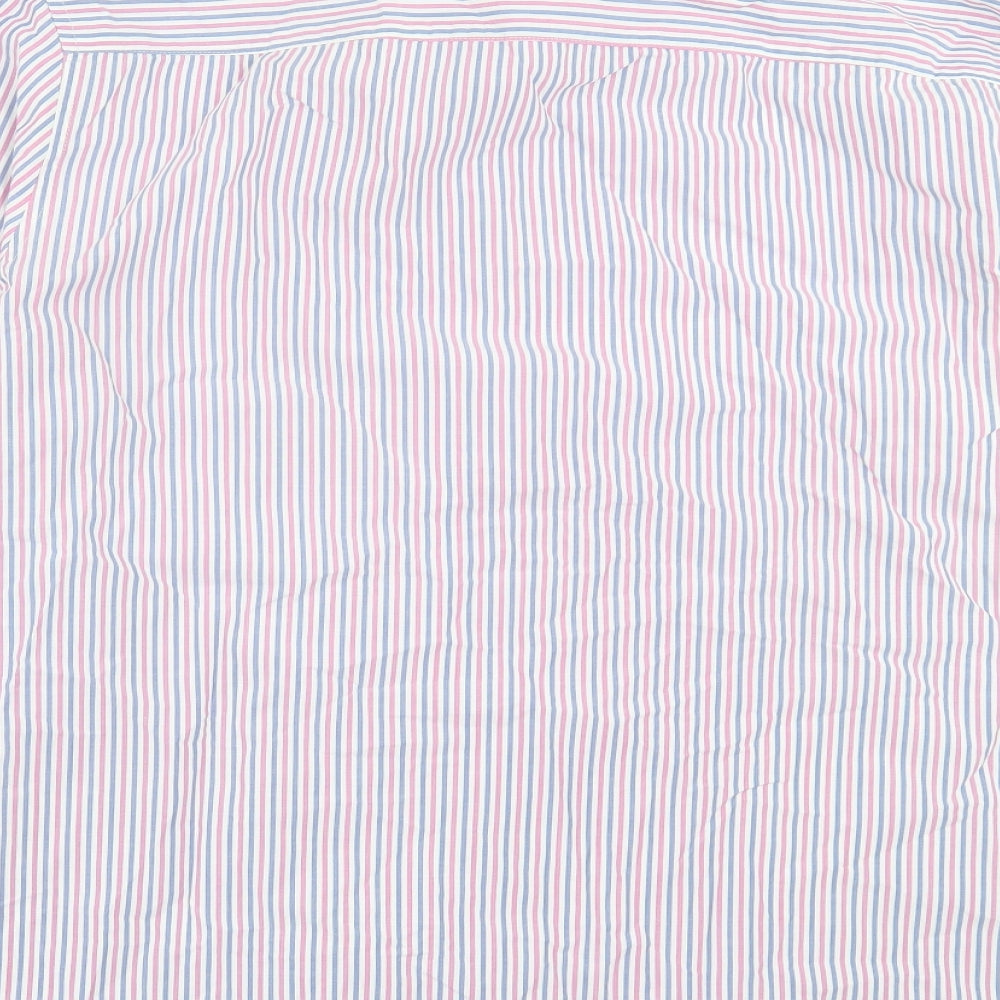 NEXT Mens Pink Striped Cotton Button-Up Size XL Collared Button