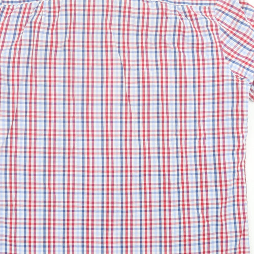 George Mens Red Plaid Cotton Button-Up Size XL Collared Button - Pocket Detail