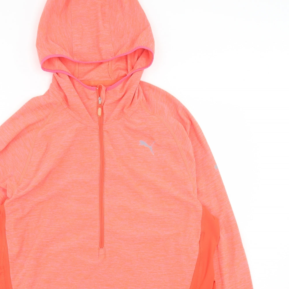 PUMA Mens Orange Polyester Basic Casual Size L High Neck Zip