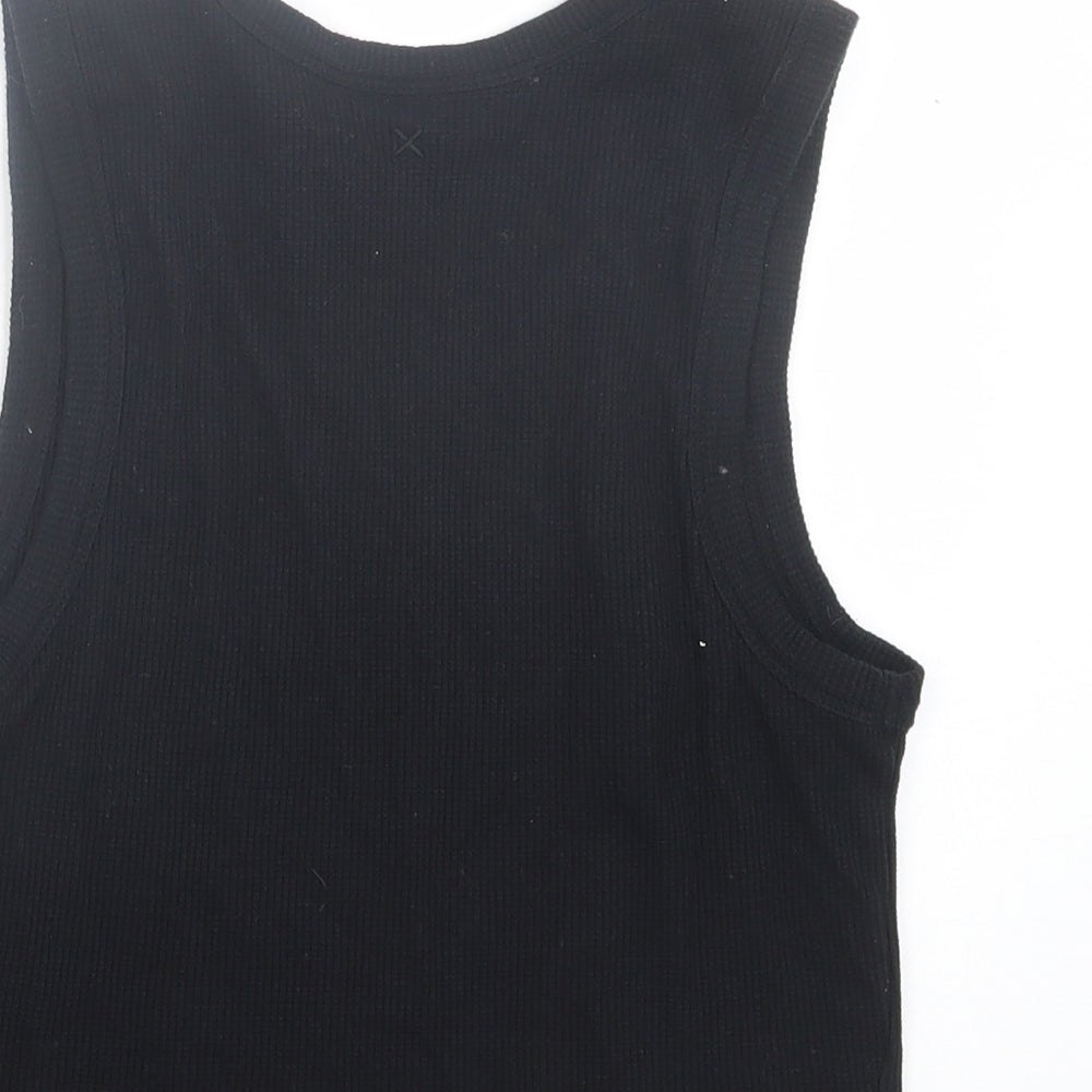 COLLUSION Womens Black Cotton Basic Tank Size 16 Scoop Neck