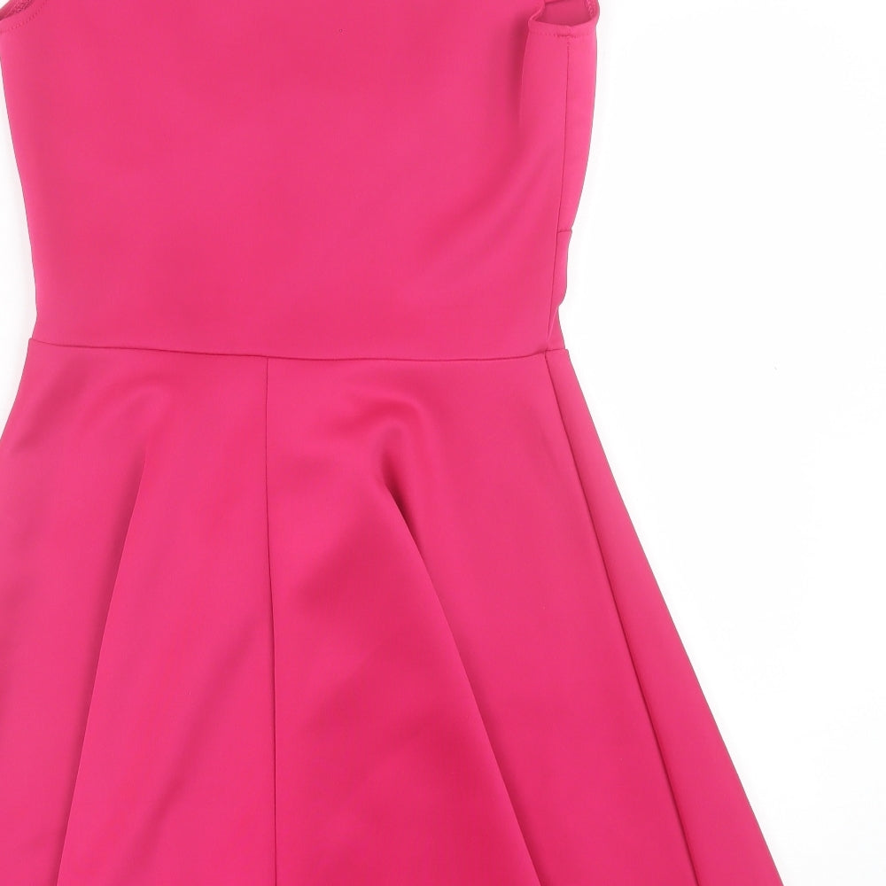 Club L Womens Pink Polyester Fit & Flare Size 14 V-Neck Pullover