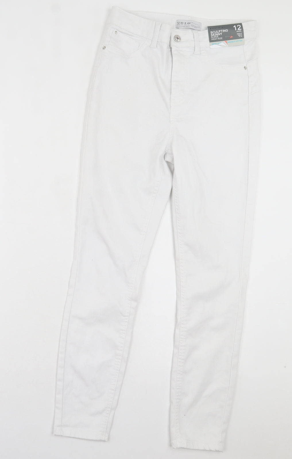 Denim & Co. Womens White Cotton Skinny Jeans Size 12 L30 in Regular Button