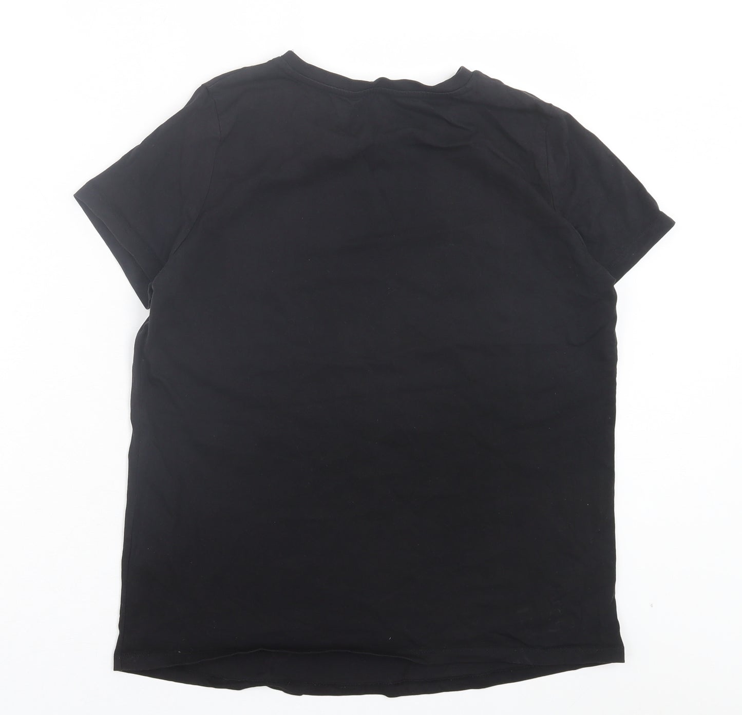 Very Womens Black Cotton Basic T-Shirt Size 14 Crew Neck - Amour Paris