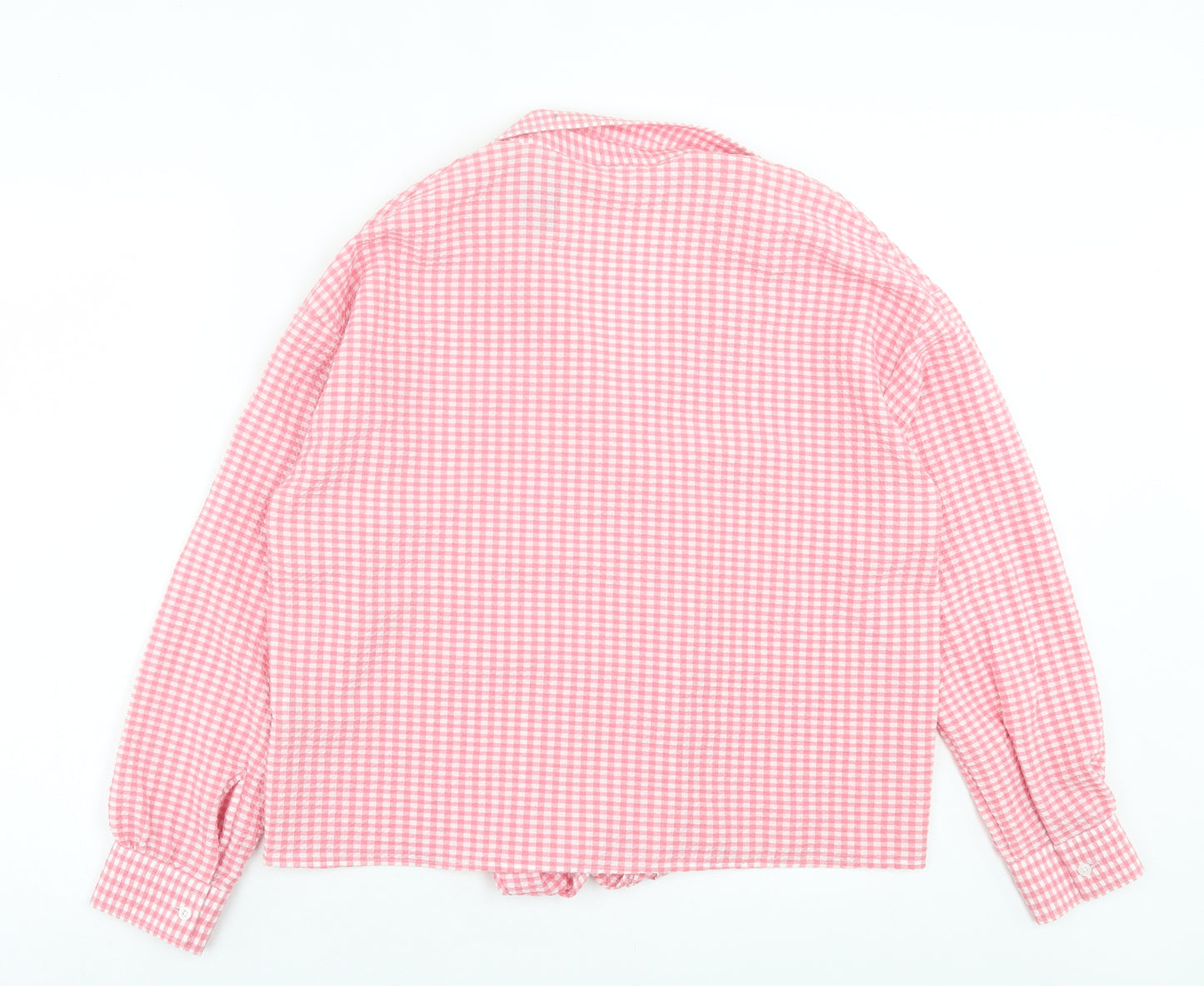 Pep&co Womens Pink Plaid Cotton Basic Button-Up Size 12 Collared