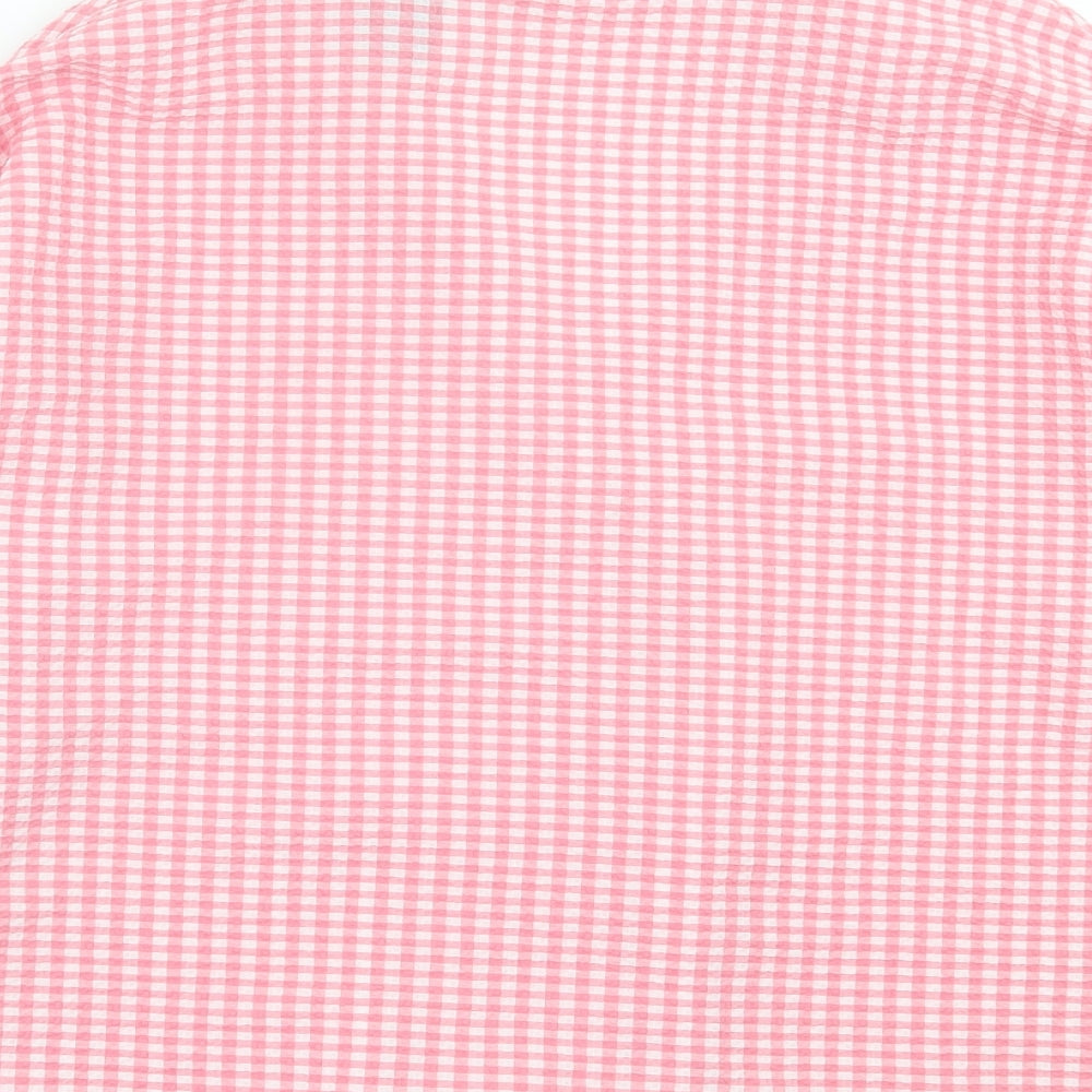 Pep&co Womens Pink Plaid Cotton Basic Button-Up Size 12 Collared
