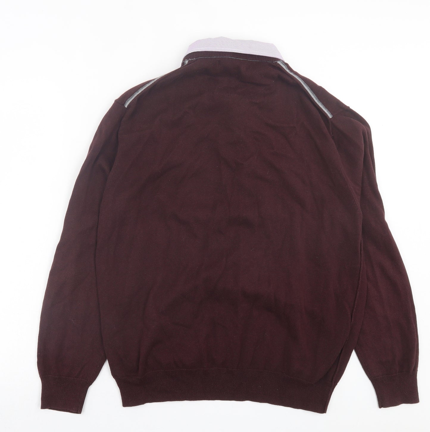 NEXT Mens Red Collared Cotton Pullover Jumper Size XL