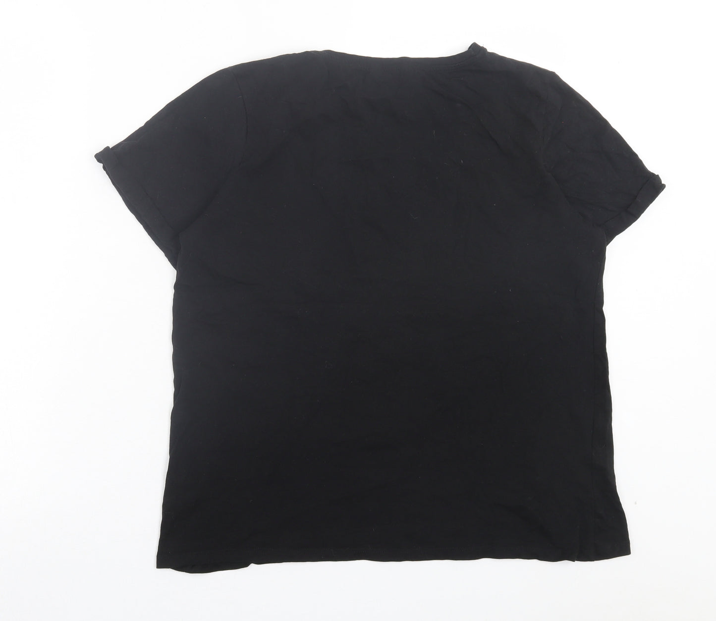 Pep&co Womens Black Cotton Basic T-Shirt Size 16 Crew Neck - Christmas