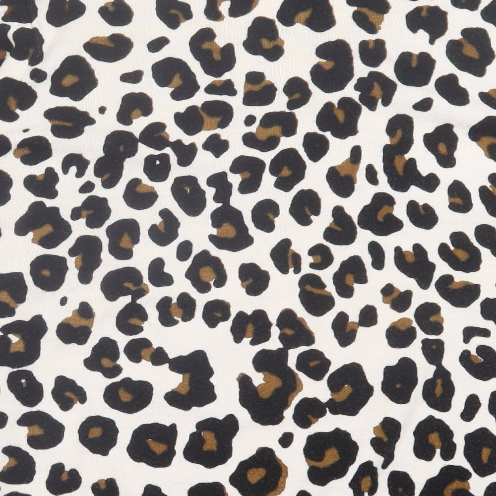 Marks and Spencer Womens Beige Crew Neck Animal Print Acrylic Pullover Jumper Size 18 - Leopard Print