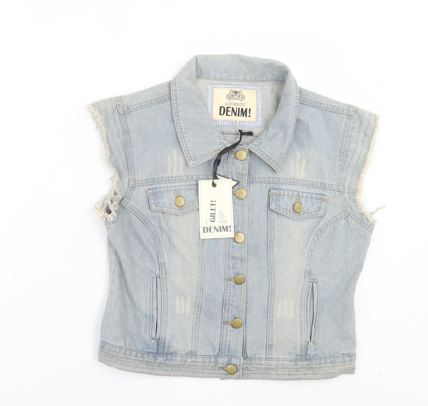 Authentic Denim Womens Blue Gilet Jacket Size 14 Button