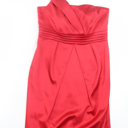 George Womens Red Polyester A-Line Size 12 Off the Shoulder Zip