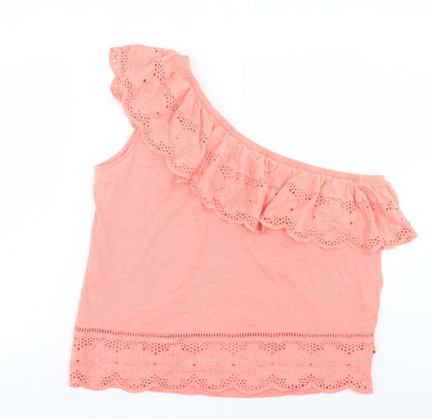 George Womens Pink Floral Cotton Basic T-Shirt Size 22 One Shoulder