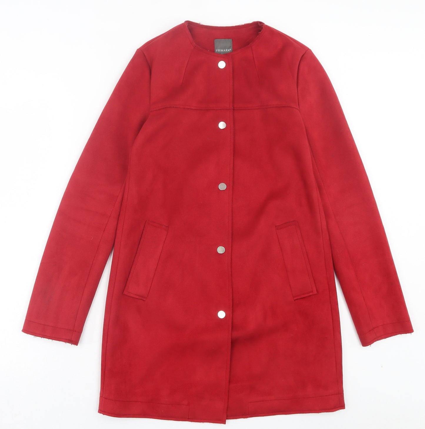 Primark Womens Red Overcoat Coat Size 6 Button