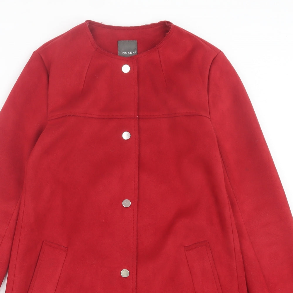 Primark Womens Red Overcoat Coat Size 6 Button
