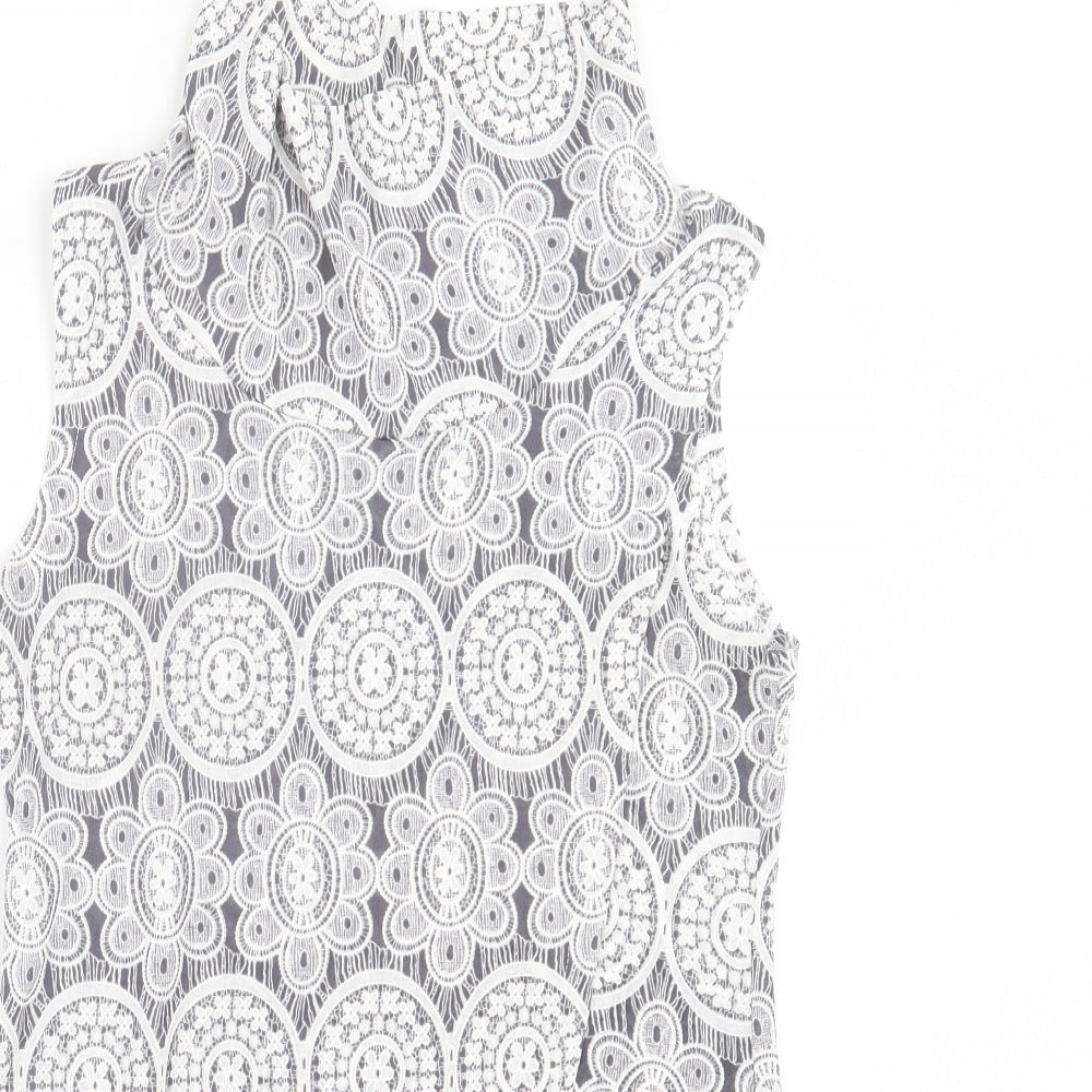 Apricot Womens Grey Geometric Polyester A-Line Size 10 High Neck Pullover