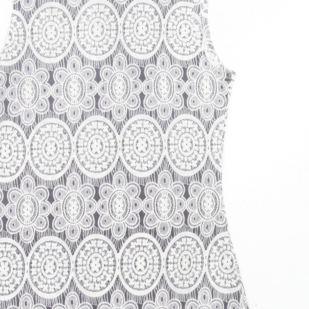 Apricot Womens Grey Geometric Polyester A-Line Size 10 High Neck Pullover