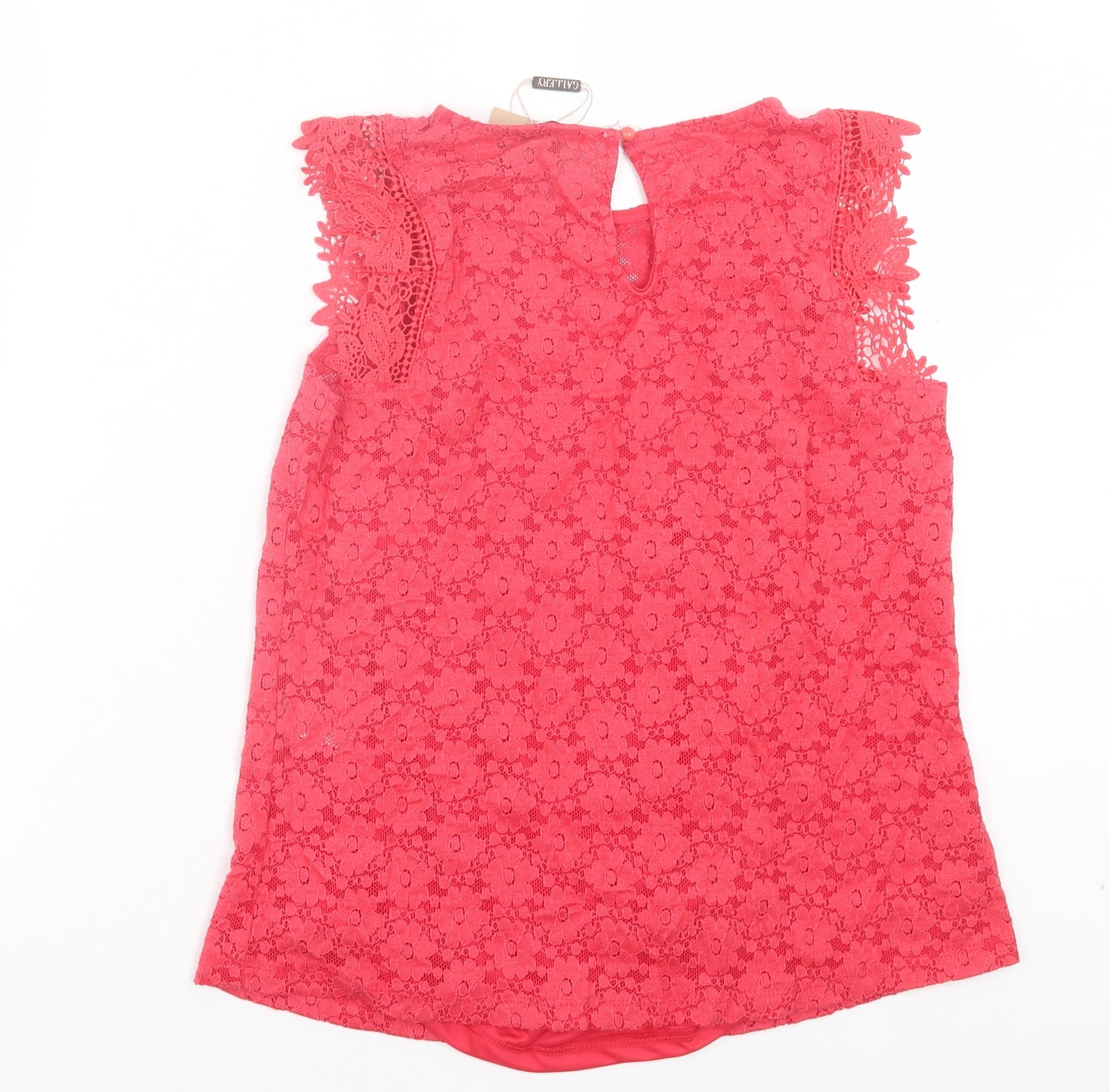 Gallery Womens Pink Floral Cotton Basic Tank Size 12 Crew Neck