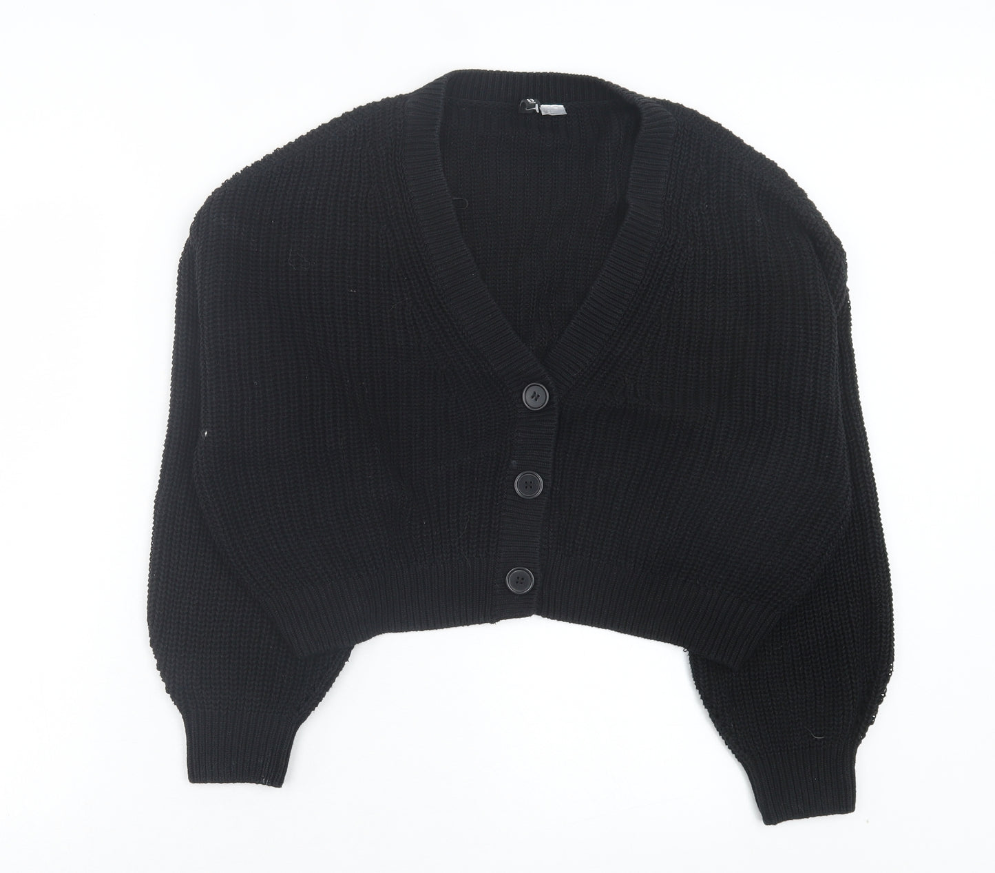 H&M Womens Black V-Neck Cotton Cardigan Jumper Size L