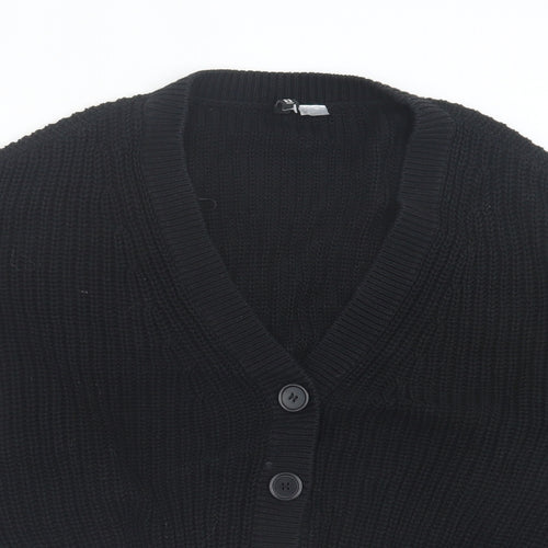 H&M Womens Black V-Neck Cotton Cardigan Jumper Size L