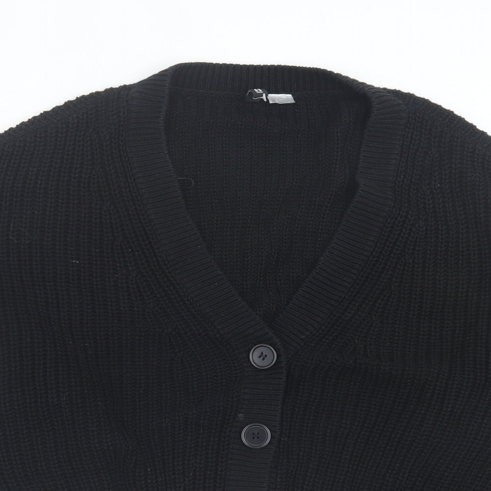 H&M Womens Black V-Neck Cotton Cardigan Jumper Size L