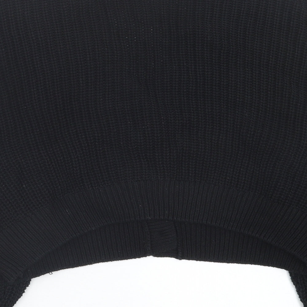 H&M Womens Black V-Neck Cotton Cardigan Jumper Size L