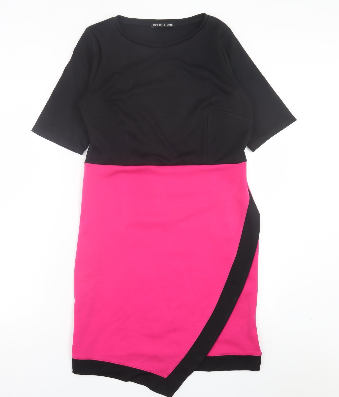 Definitions Womens Pink Polyester Shift Size 14 Crew Neck Zip