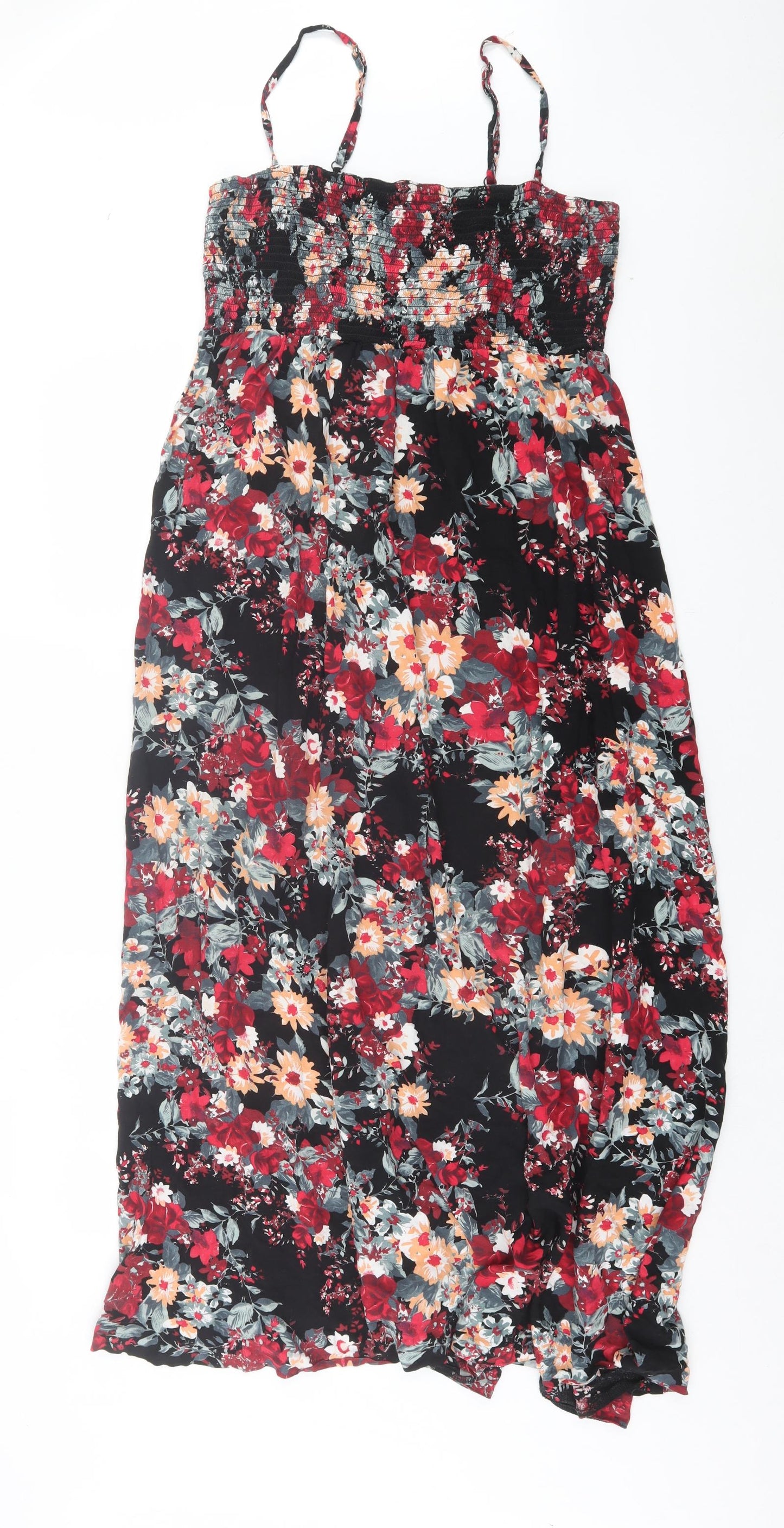 TU Womens Red Geometric Viscose A-Line Size 16 Square Neck Pullover