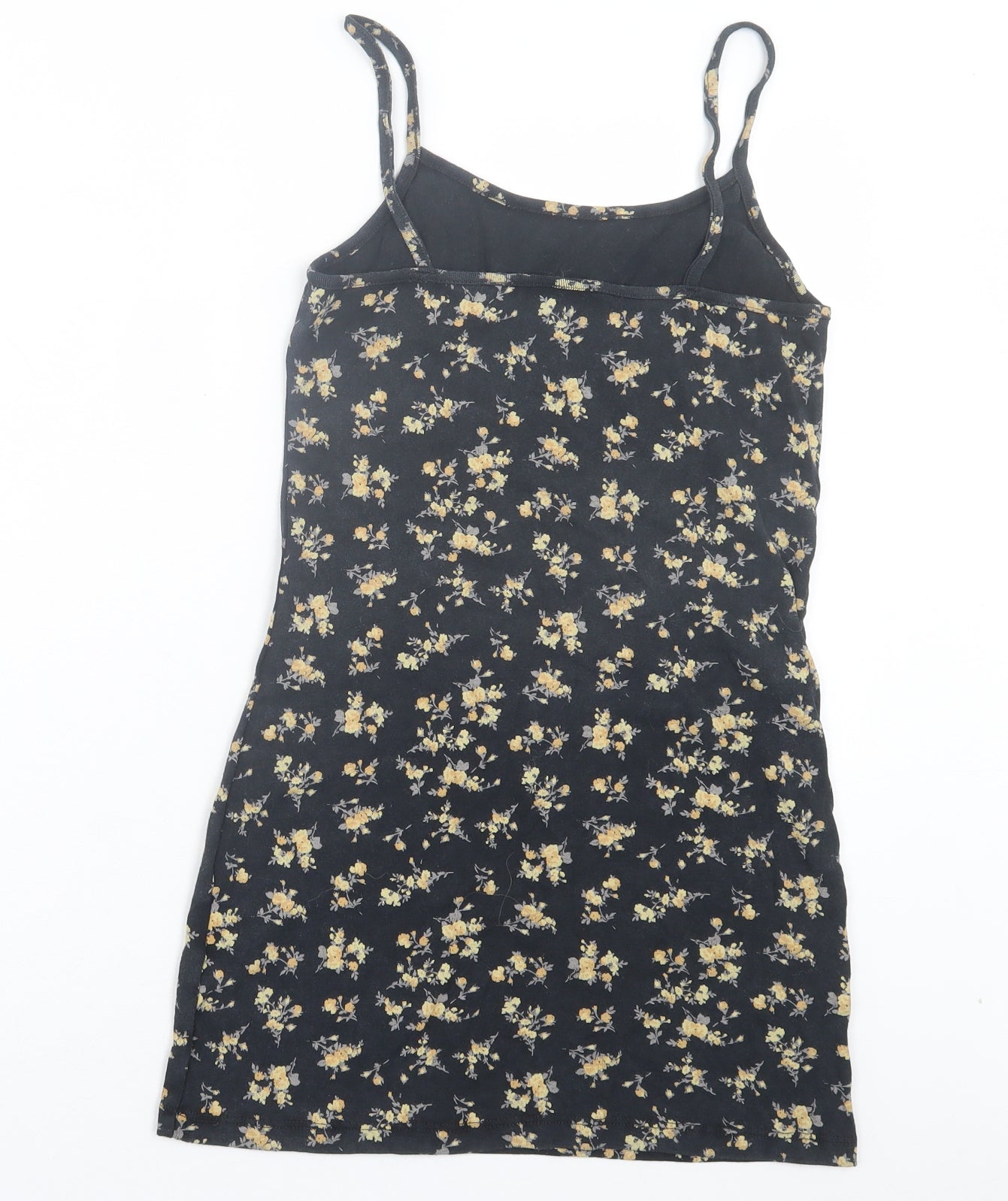 Urban Outfitters Womens Black Floral Cotton Camisole Tank Size S Crew Neck