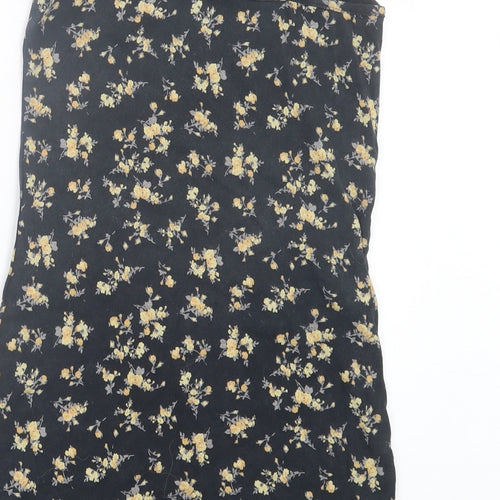 Urban Outfitters Womens Black Floral Cotton Camisole Tank Size S Crew Neck