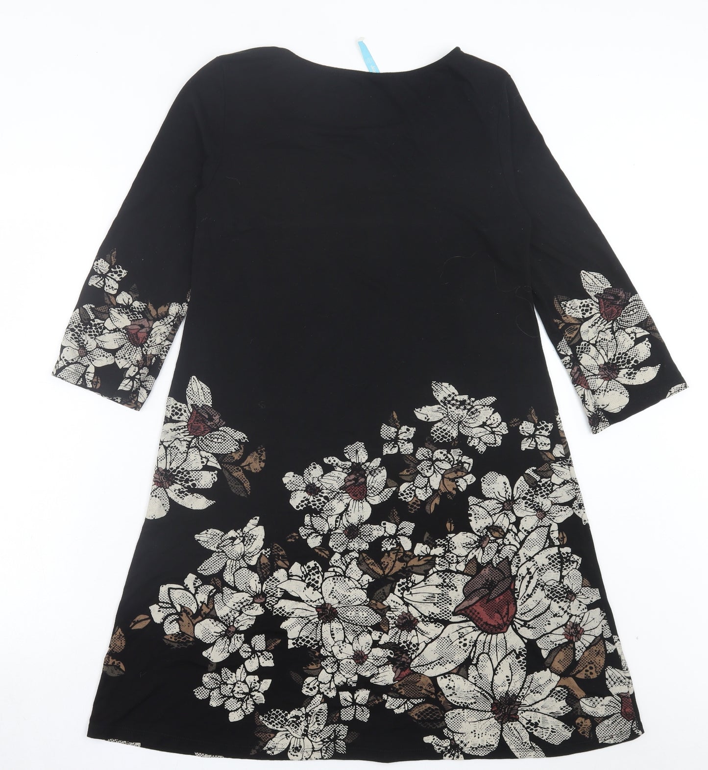 Disigual Womens Black Floral Viscose A-Line Size M Crew Neck Pullover
