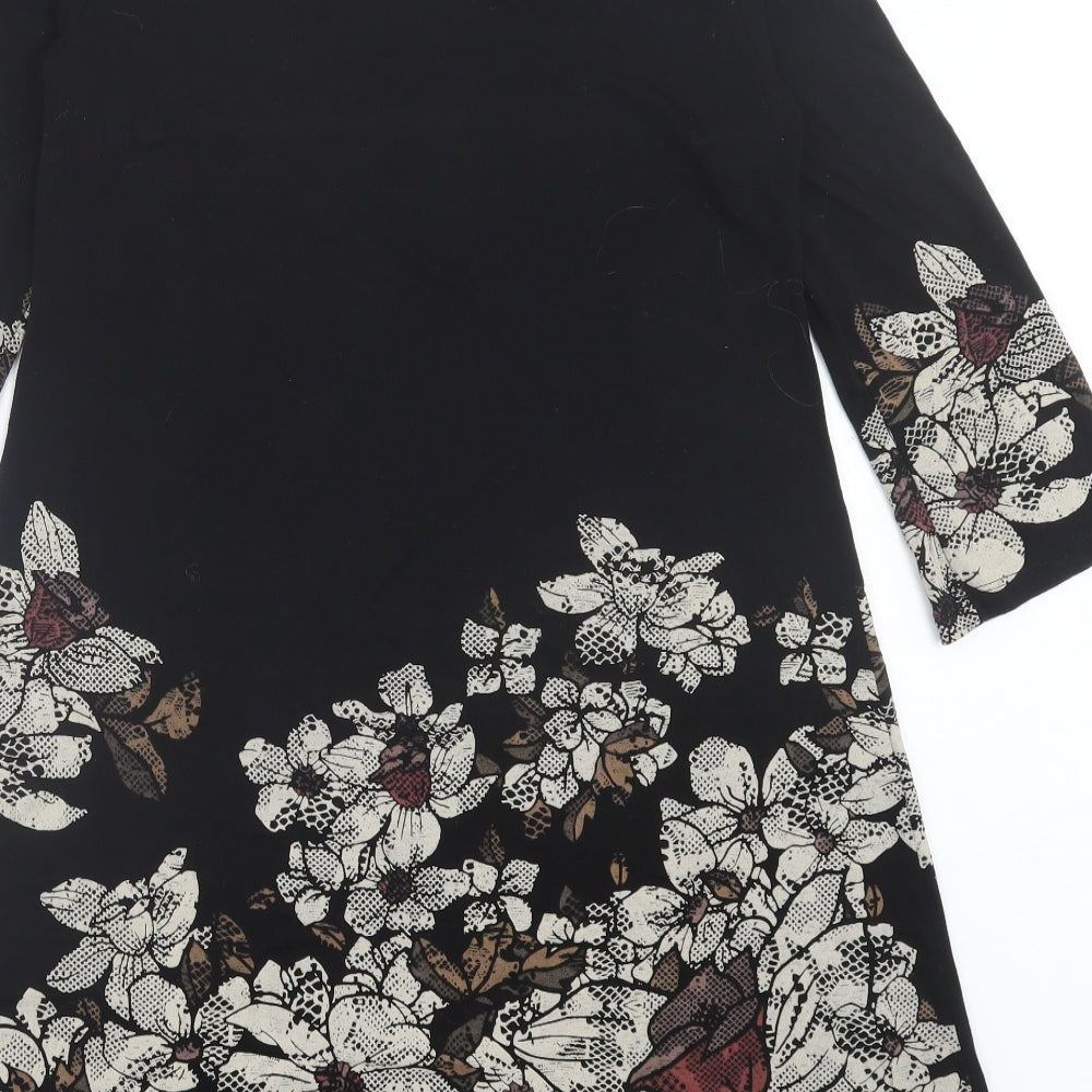 Disigual Womens Black Floral Viscose A-Line Size M Crew Neck Pullover