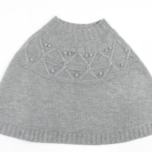 Cynthia Rowley Womens Grey Crew Neck Argyle/Diamond Acrylic Cape Jumper One Size