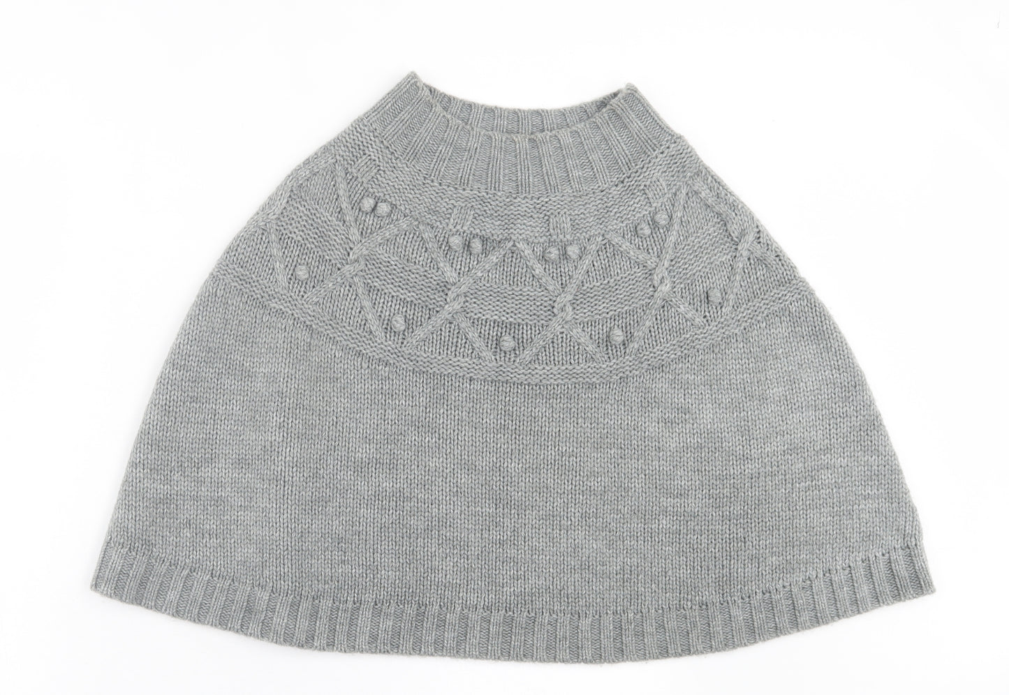 Cynthia Rowley Womens Grey Crew Neck Argyle/Diamond Acrylic Cape Jumper One Size