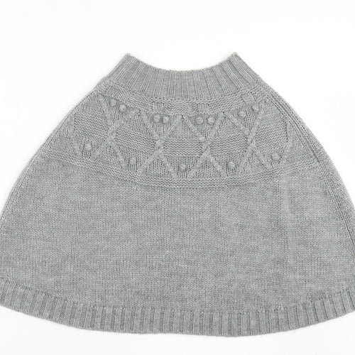 Cynthia Rowley Womens Grey Crew Neck Argyle/Diamond Acrylic Cape Jumper One Size