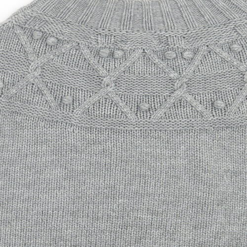 Cynthia Rowley Womens Grey Crew Neck Argyle/Diamond Acrylic Cape Jumper One Size
