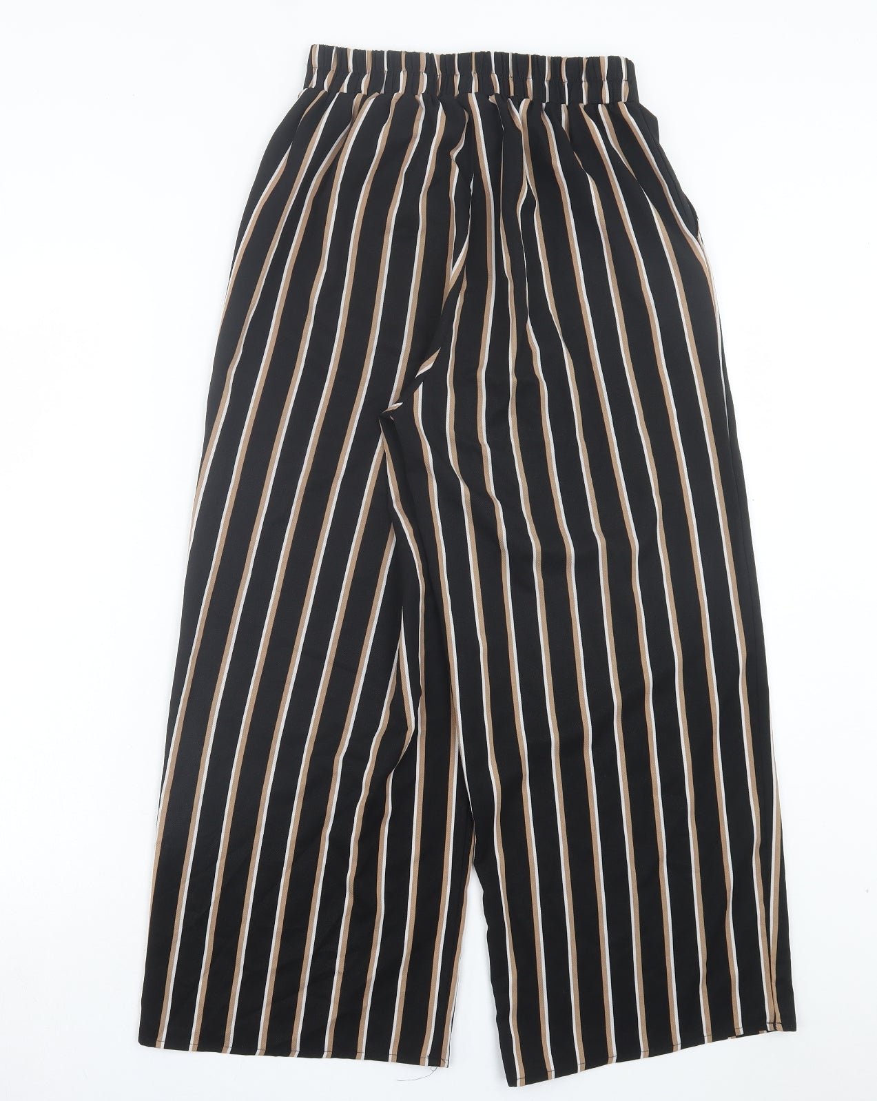 New Look Womens Black Striped Polyester Trousers Size 6 L23 in Regular Tie