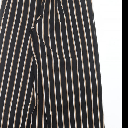 New Look Womens Black Striped Polyester Trousers Size 6 L23 in Regular Tie