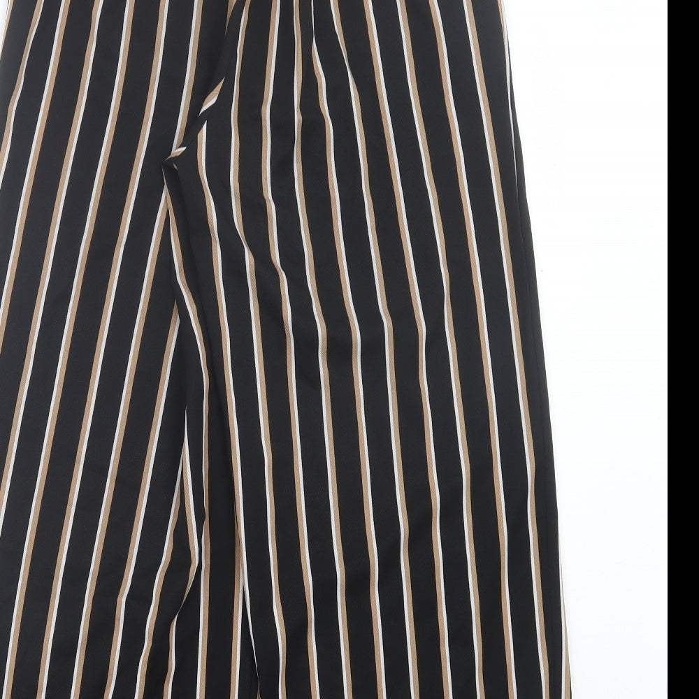 New Look Womens Black Striped Polyester Trousers Size 6 L23 in Regular Tie
